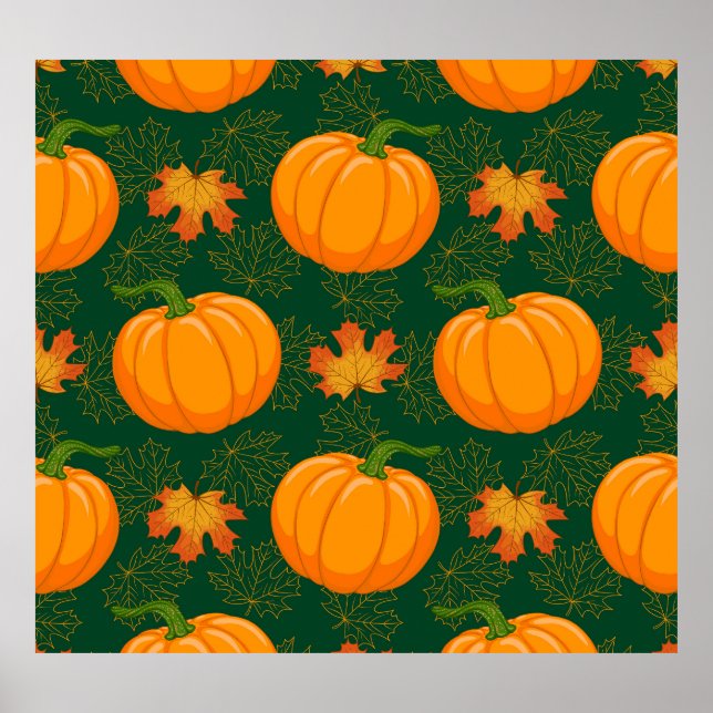 Affiche Motif de départ d'automne du Citrouille orange (Devant)