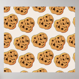 Affiche Motif de dessin animé de cookies à main