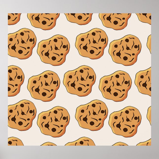 Affiche Motif de dessin animé de cookies à main (Devant)