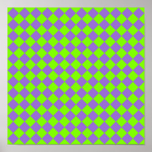 Affiche Motif de diamant Purple Green Checker