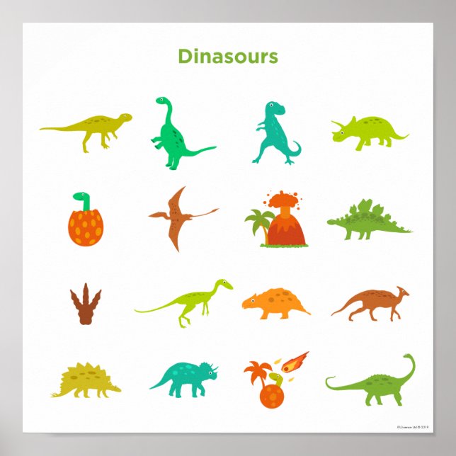 Affiche Motif de dinosaures (Devant)