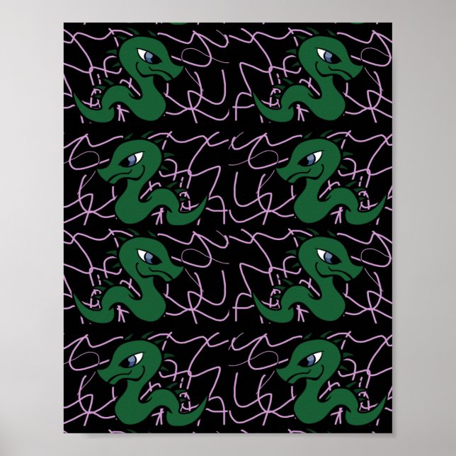 Affiche Motif de dragon vert bébé (Devant)