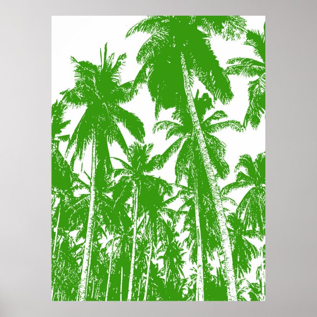 Affiche Motif de feuille. Palmiers tropicaux (Devant)