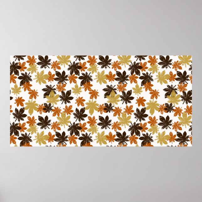 Affiche motif de feuille sans couture avec effet grunge (Devant)