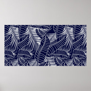 Affiche motif de feuille tropicale sur l'arrière - plan bl
