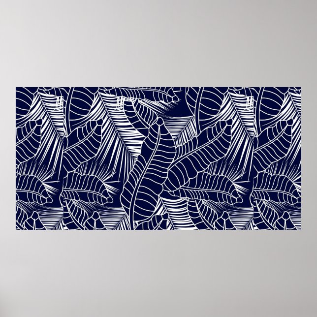 Affiche motif de feuille tropicale sur l'arrière - plan bl (Devant)