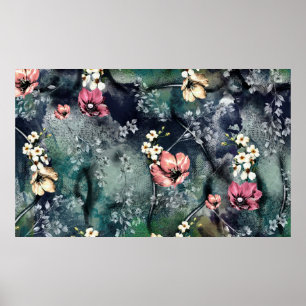 Affiche motif de fleur abstrait sans couture sur fond mixt