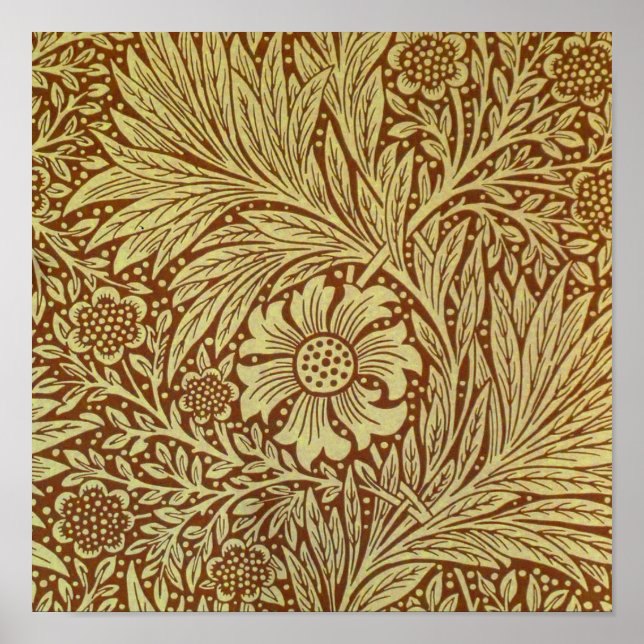Affiche Motif de fleur antique Marigold William Morris (Devant)