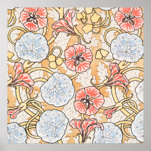 Affiche Motif de fleur de capucine Art nouveau