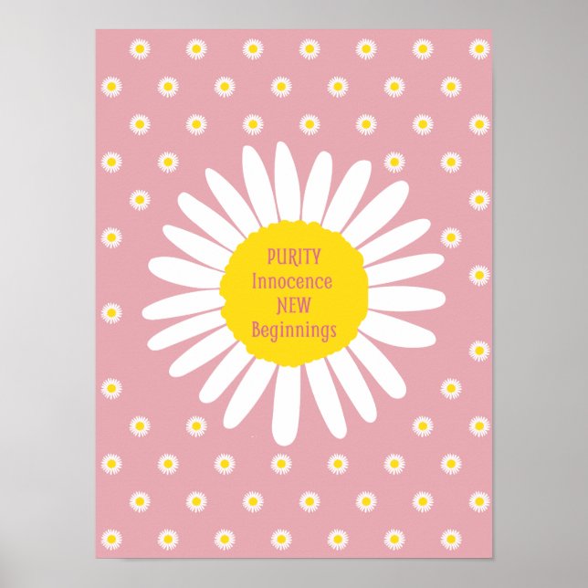 Affiche Motif de fleur de marguerite - Citation de pureté, (Devant)