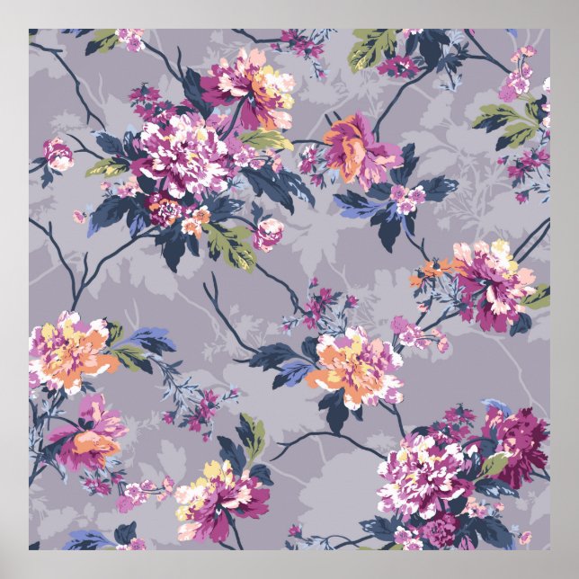 Affiche motif de fleur dessin textile illustration art, ba (Devant)