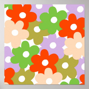 Affiche Motif de fleur tropicale simple floral coloré