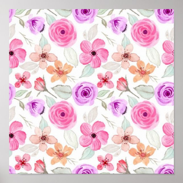 Affiche Motif de fleurs (Devant)