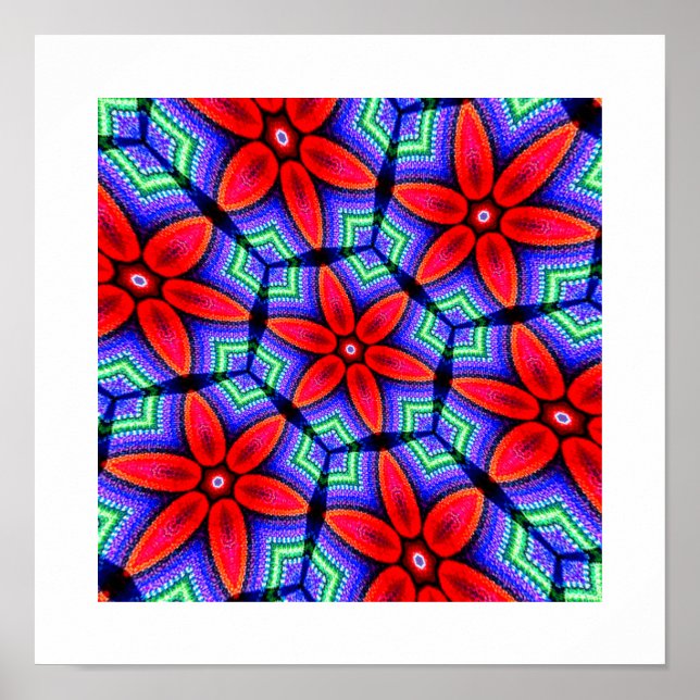 Affiche Motif de Fleurs de tissus rouges (Devant)