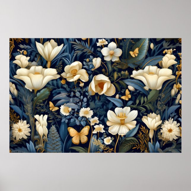 Affiche Motif de fleurs plantes florales (Devant)