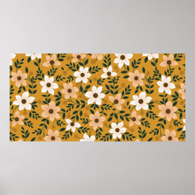 Affiche motif de fleurs traditionnelles sur muster (Devant)