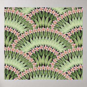Affiche Motif de fleurs tropicales peintes à la main
