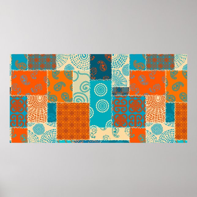 Affiche Motif de fond transparent. Motif patchwork en  (Devant)