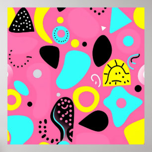 Affiche Motif de formes abstraites roses ludiques