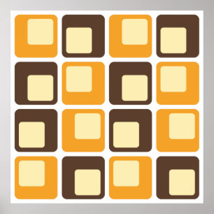 Affiche motif de formes Carré rétro les années 70