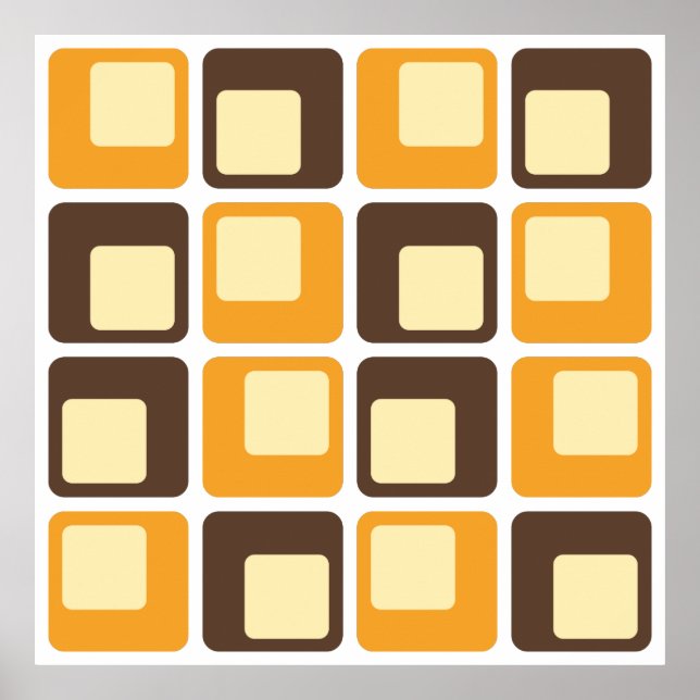 Affiche motif de formes Carré rétro les années 70 (Devant)