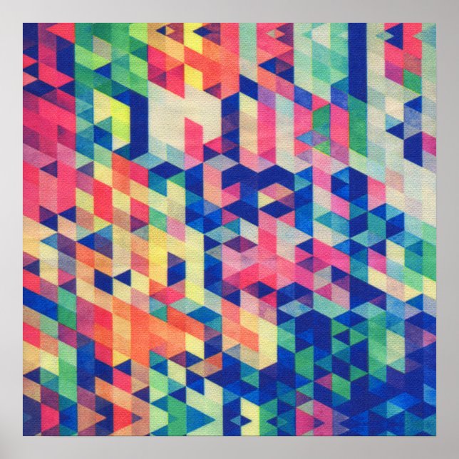 Affiche Motif de formes d'aquarelle géométrique Abstraite (Devant)