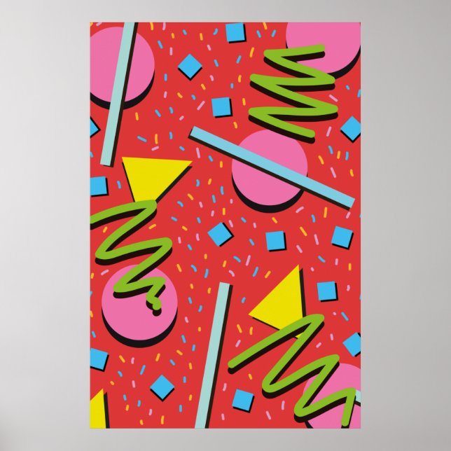 Affiche motif de formes des années 90 (Devant)