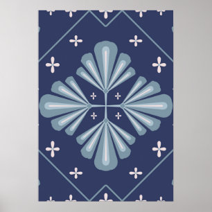 Affiche Motif de formes géométriques bleues