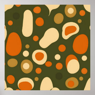 Affiche Motif de formes organiques abstraites rétro