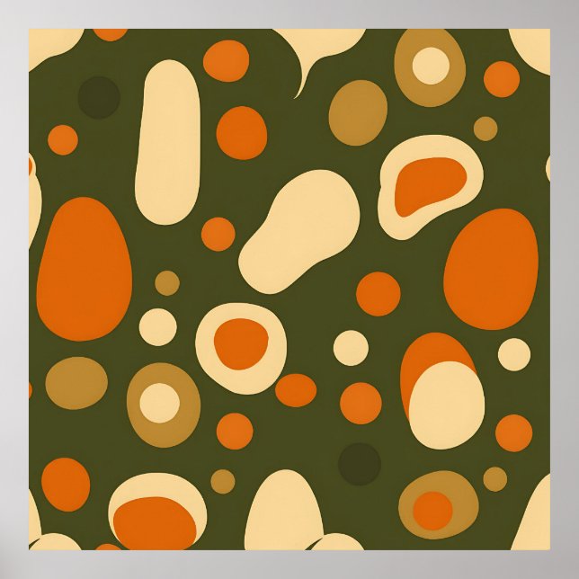 Affiche Motif de formes organiques abstraites rétro (Devant)