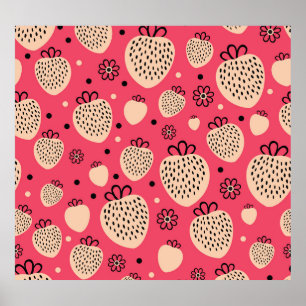 Affiche Motif de fraise rose : design doux et homogène