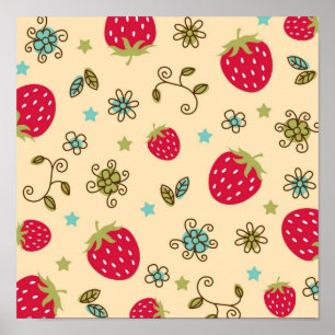 Affiche Motif de fraises