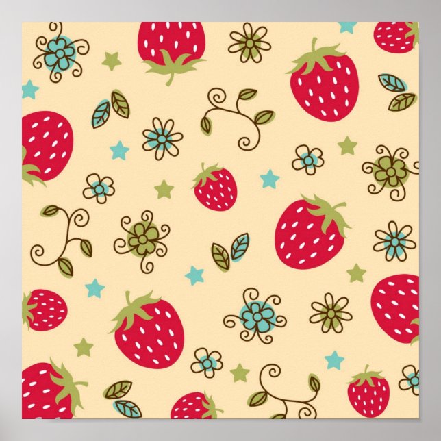 Affiche Motif de fraises (Devant)