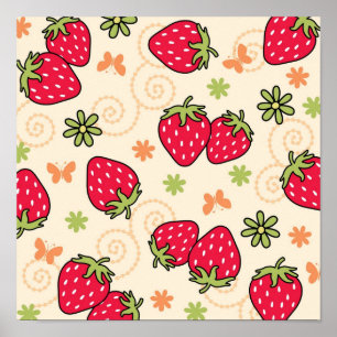 Affiche Motif de fraises