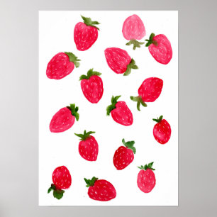 Affiche Motif de fraises d'aquarelle
