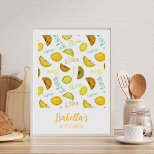 Affiche Motif de fruit acidulé au citron et au citron vert