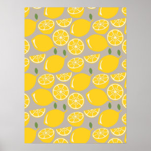 Affiche Motif de fruits de citron jaune
