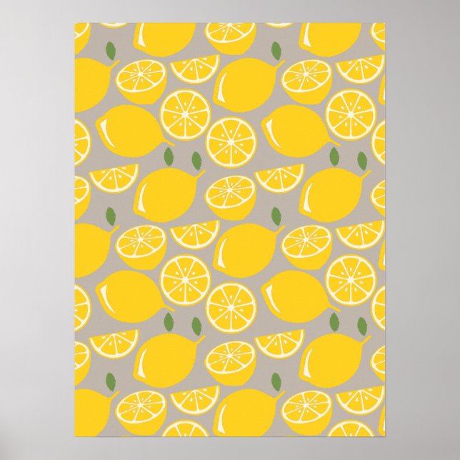 Affiche Motif de fruits de citron jaune (Devant)
