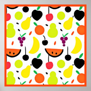 Affiche Motif de fruits néon Tropical Glow