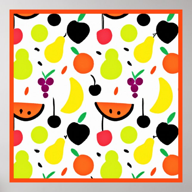 Affiche Motif de fruits néon Tropical Glow (Devant)