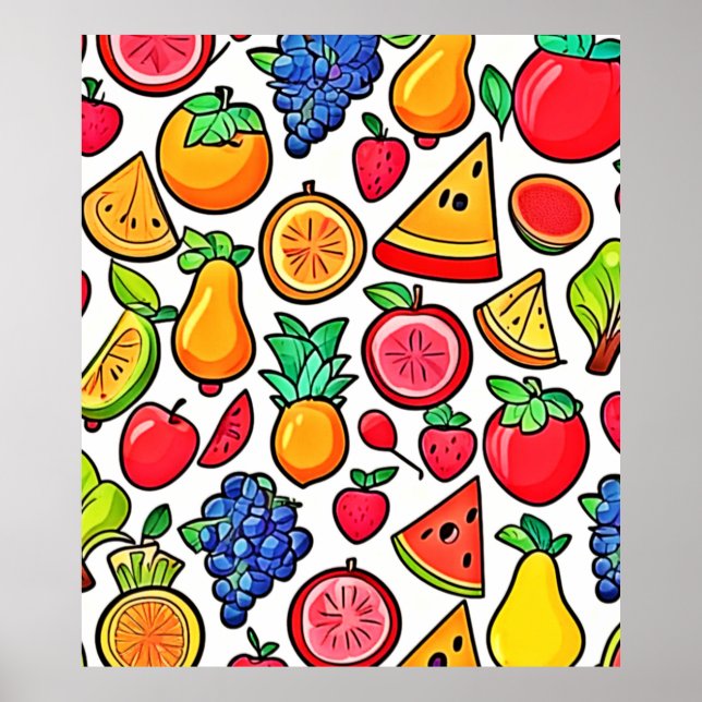 Affiche Motif de fruits vibreux (Devant)