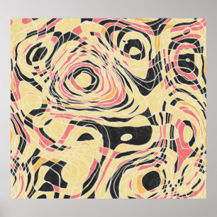 Affiche motif de géo de ligne Abstraite, dessin topographi