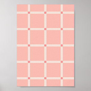 Affiche Motif de grille rose pâle avec accent de corail