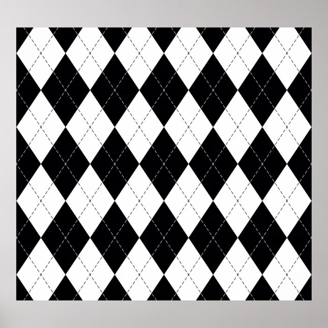 Affiche Motif de Jacquard géométrique noir blanc (Devant)