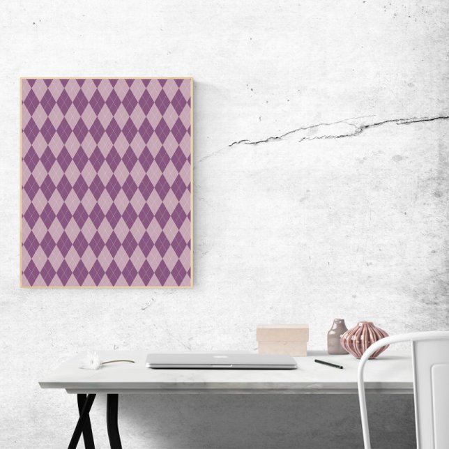 Affiche Motif de Jacquard violet et lavande (A poster of a purple and lavender argyle pattern)