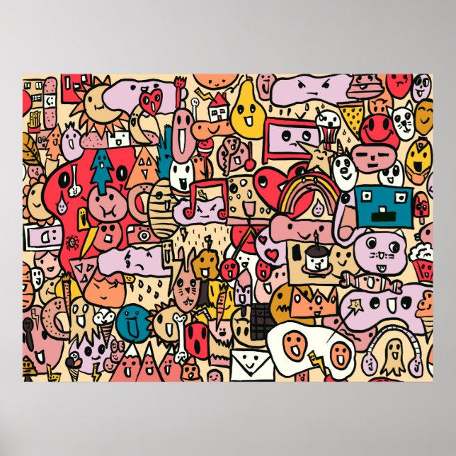 Affiche Motif de jeton de personnage de dessin (Devant)