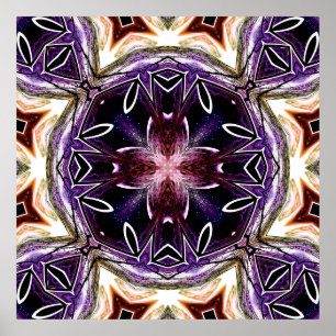 Affiche Motif de kaléidoscope cosmique violet et magenta