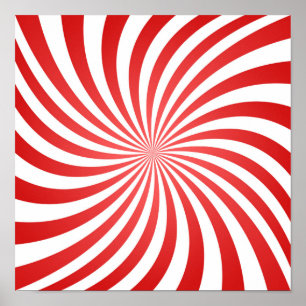 Affiche Motif de la spirale rouge et blanche - empreintes 