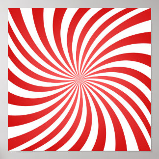 Affiche Motif de la spirale rouge et blanche - empreintes