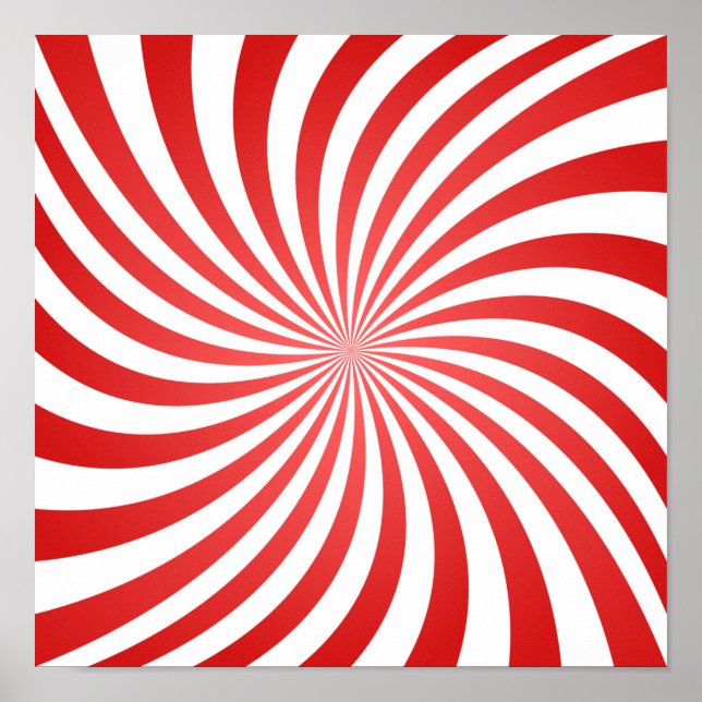 Affiche Motif de la spirale rouge et blanche - empreintes  (Devant)
